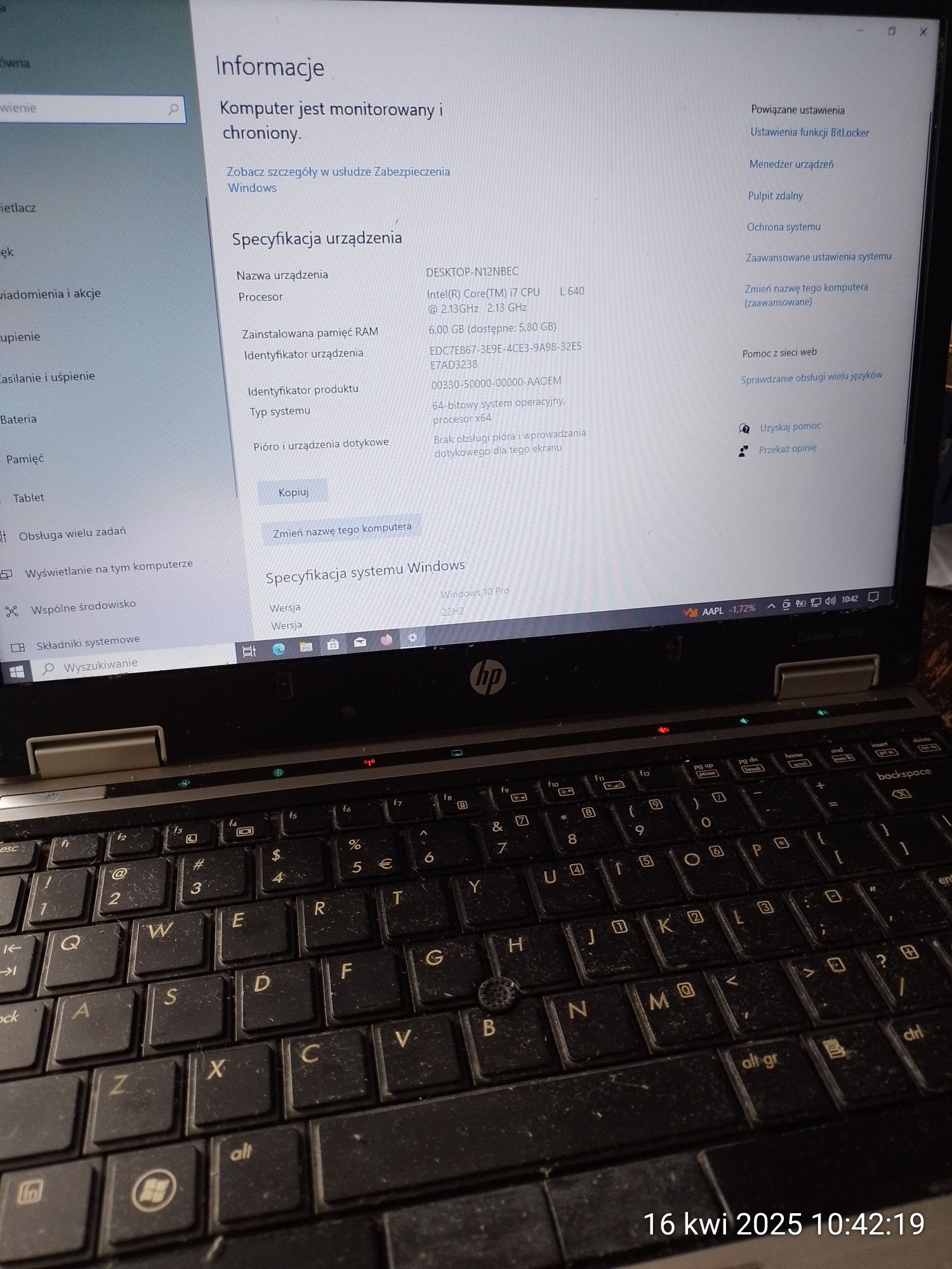 Laptop HP ELITEBOOK 2540P 12,1 " Intel Core i7 6 GB / 160 GB