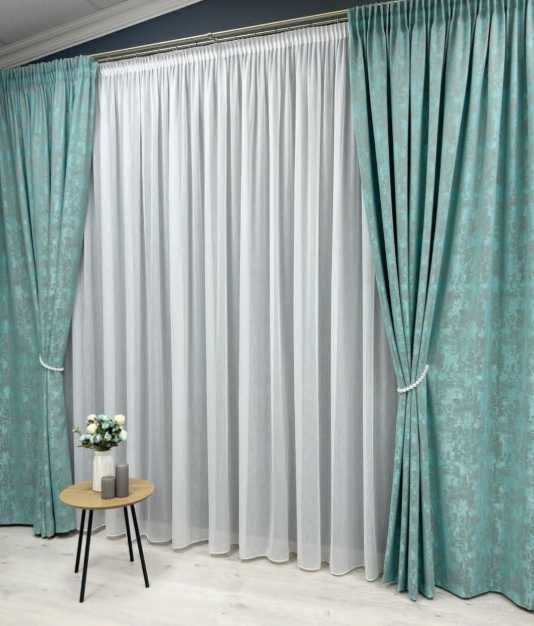 комплект штор мармур м'ята блакитний 150\270 см