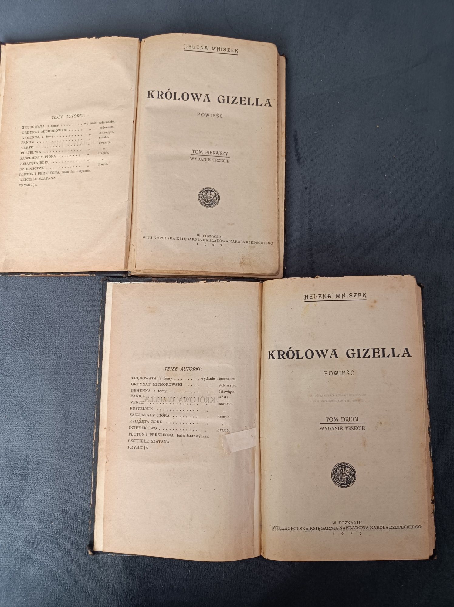 Książki Królowa Gizela tom pierwszy i drugi z roku 1927