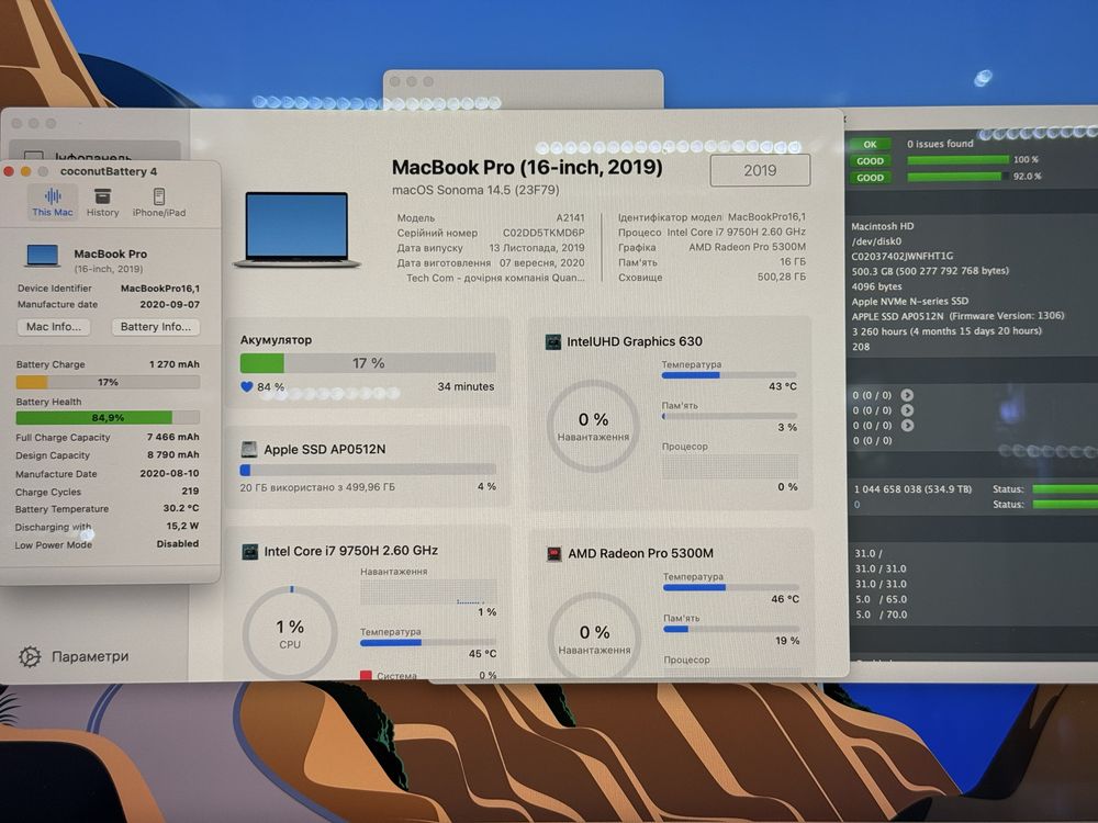 Apple Macbook Pro A2141 16 Mid 2019 (2020) i7-9750H/16GB /512GB /5300M