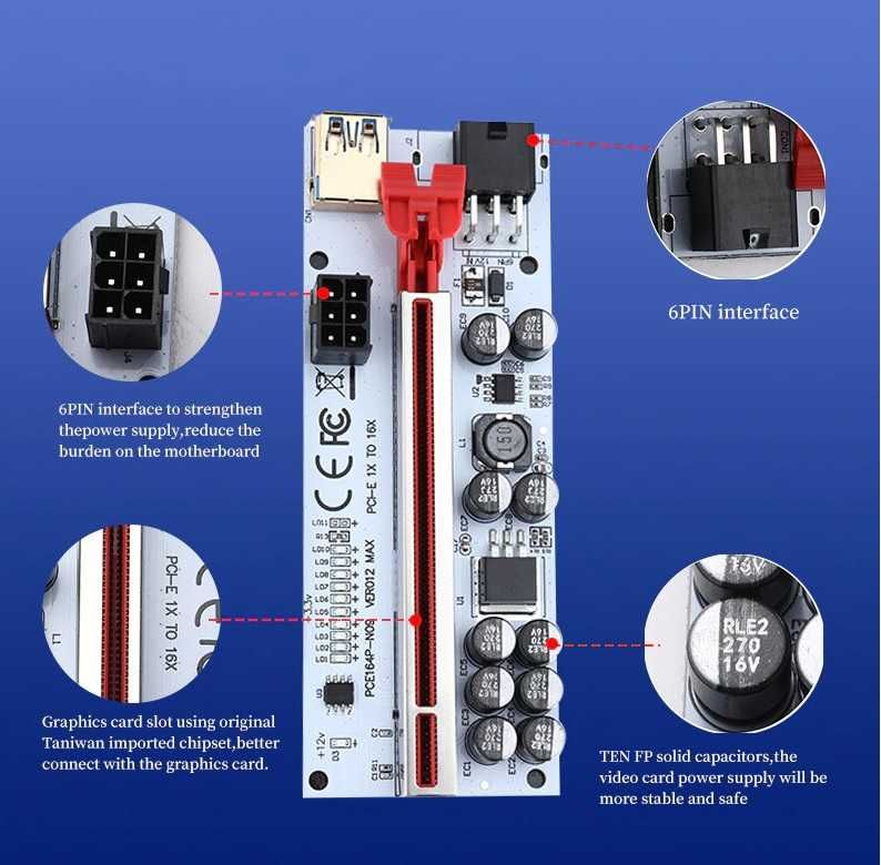 Riser PCIE VER012 Max Pack 6 - NOVOS