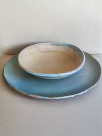 Talerz duży obiadowy patera ceramika artystyczna użytkowa rękodzieło