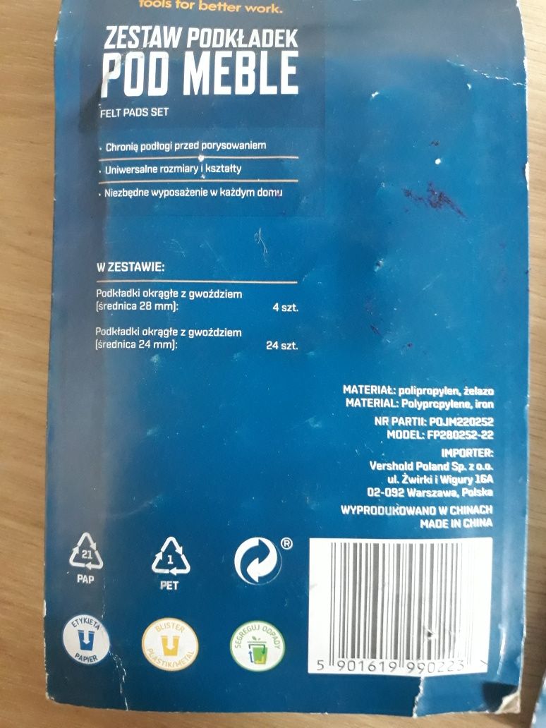 Podkładki filcowe z gwoździem 54 sztuk