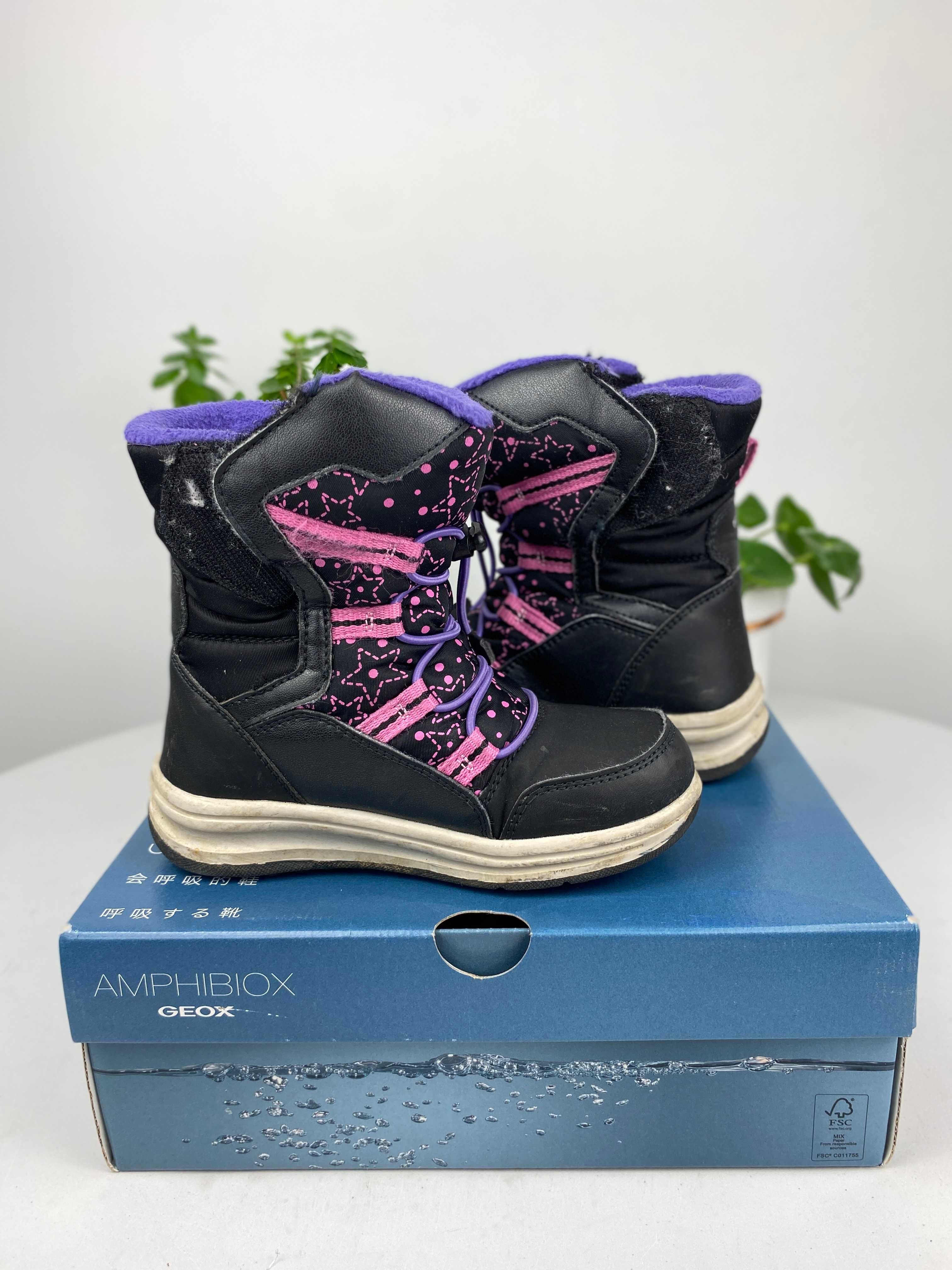 czarne różowe buty botki śniegowce geox r. 27 n60z