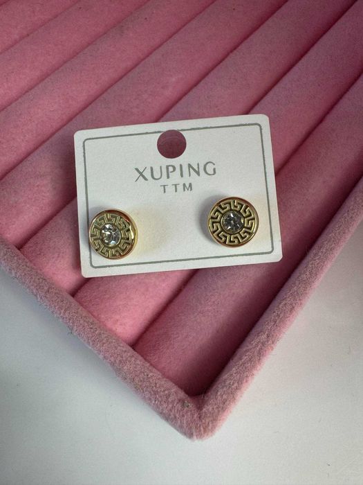 Kolczyki ze stali szlachetnej sztyft wzór grecki k1675