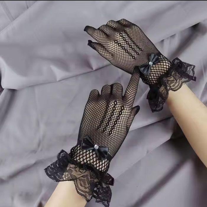Трендовые ажурные перчатки сетка бантик бантик боди колготы