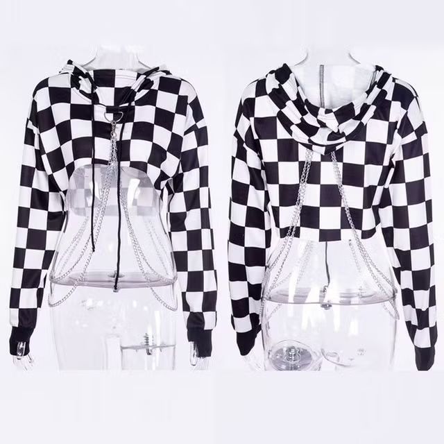 Stylowa Krótka Bluza z Łańcuszkami Punk HIP HOP Goth - XL