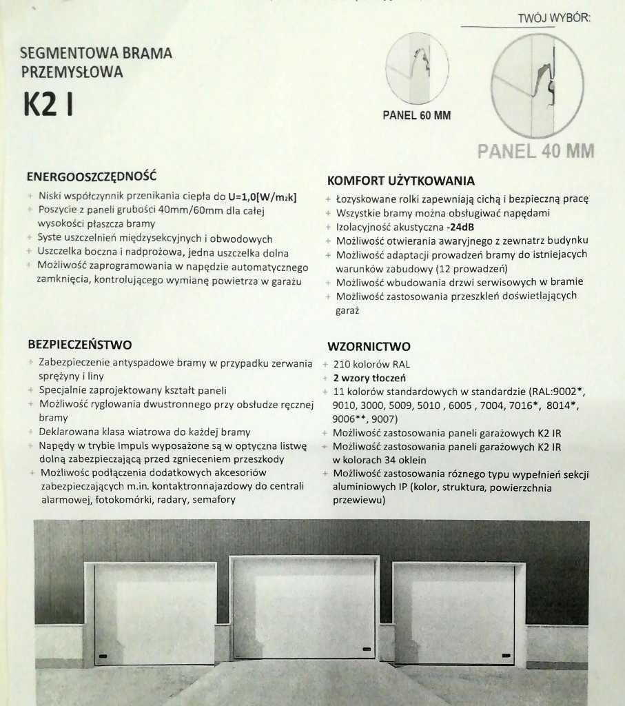 Segmentowa brama przemysłowa KRISPOL 3m x 3m