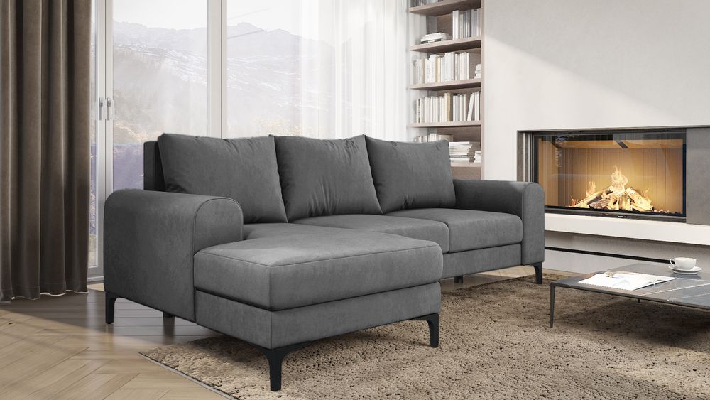 Szary narożnik z funkcją spania Instra lewy z auto