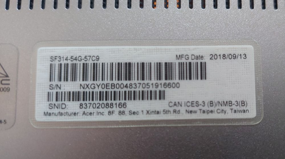 Acer Swift Intel i5 1.6Ghz 238Gb