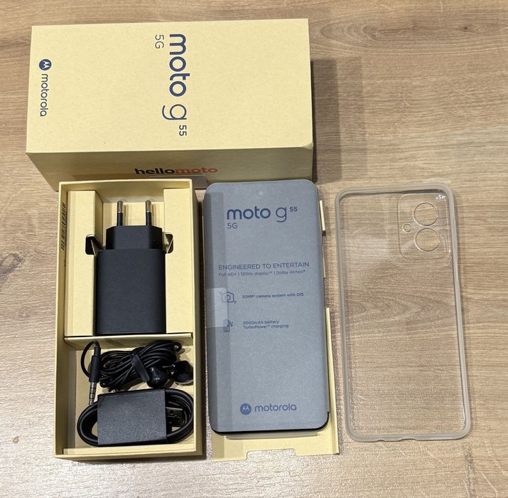 Telefon Motorla G55 NOWA Ładowarka, etui i sluchawki w cenie.