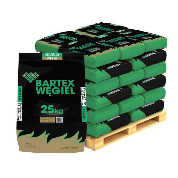 Węgiel kamienny ORZECH II - Workowany 25KG - Paleta 1 TONA - Bartex