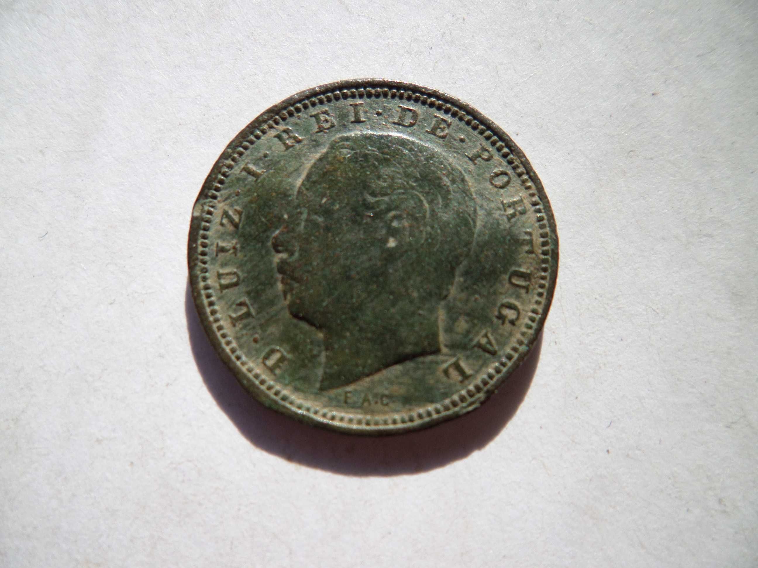 Moeda V Reis 1886, D. Luis. Patina Verde