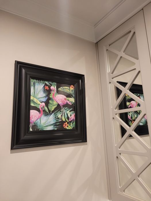 Obrazek FLAMINGI w czarnej eleganckiej ramie