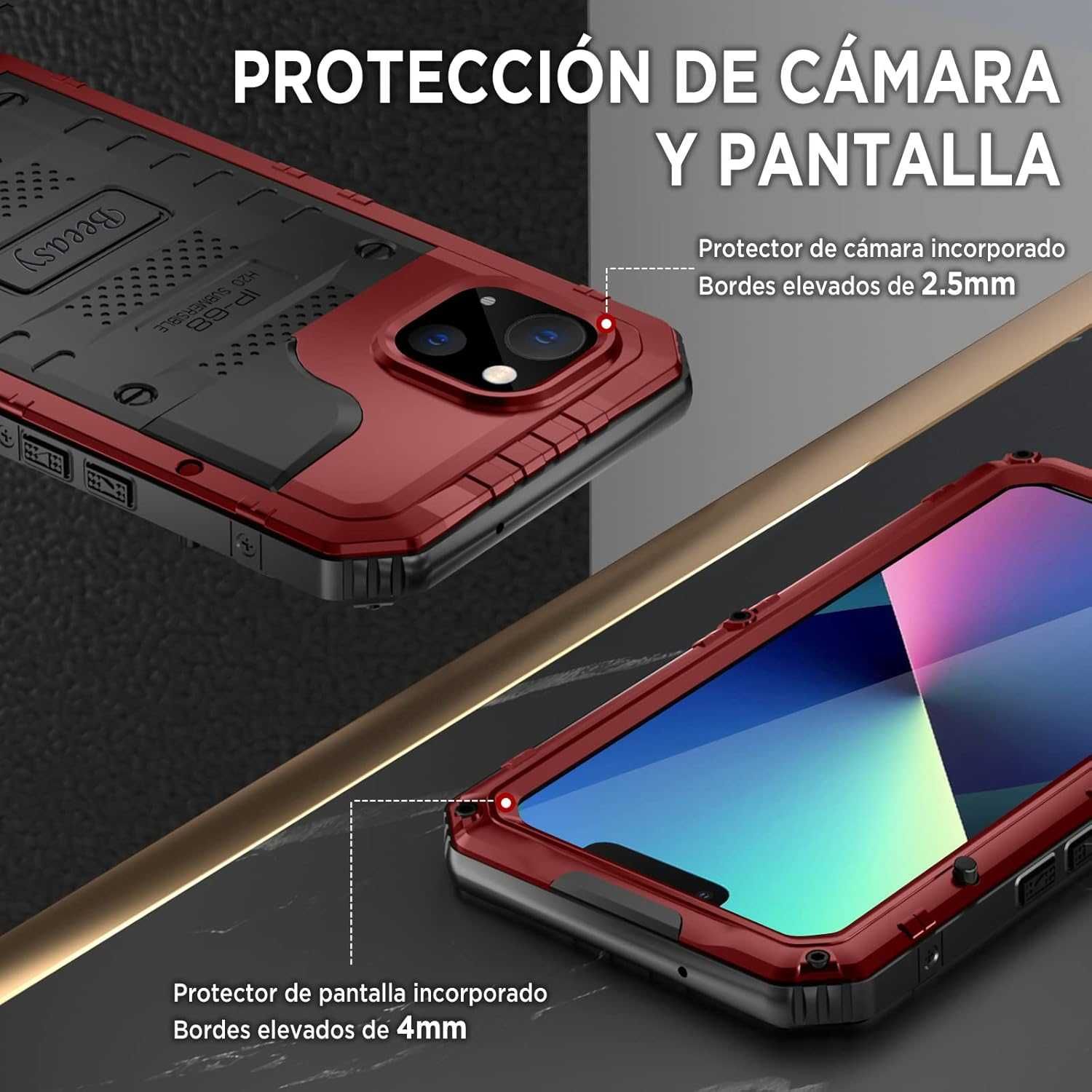 Beeasy iPhone 13 / iPhone 14 etui wodoodporne pancerne metalowe 360