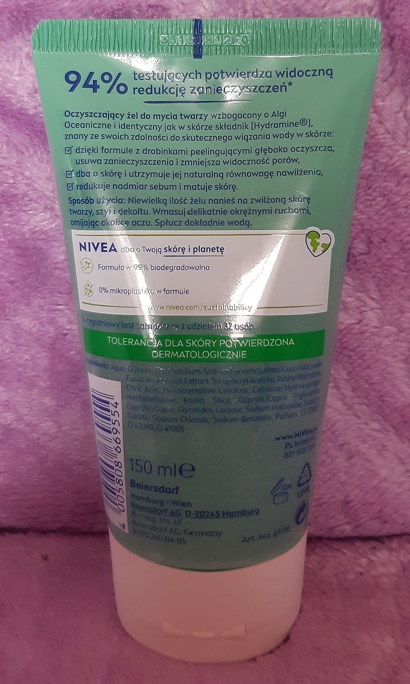 NOWY Żel Nivea do mycia twarzy.