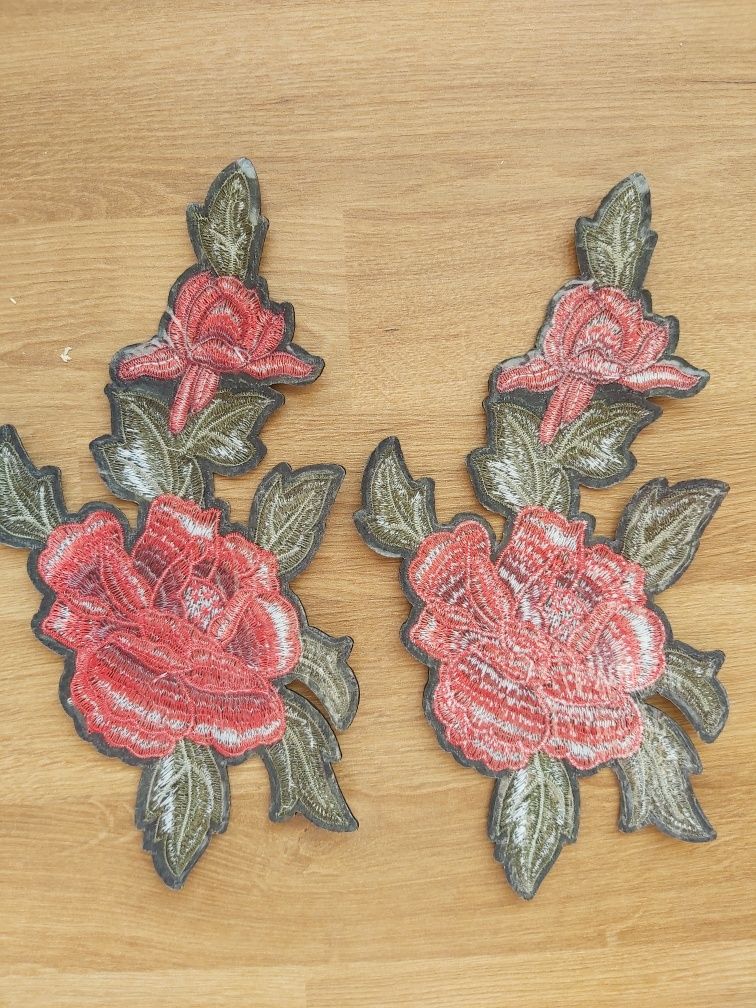 Naprasowanka termonaszywka aplikacja haftowana róża czerwona róże 2 sz