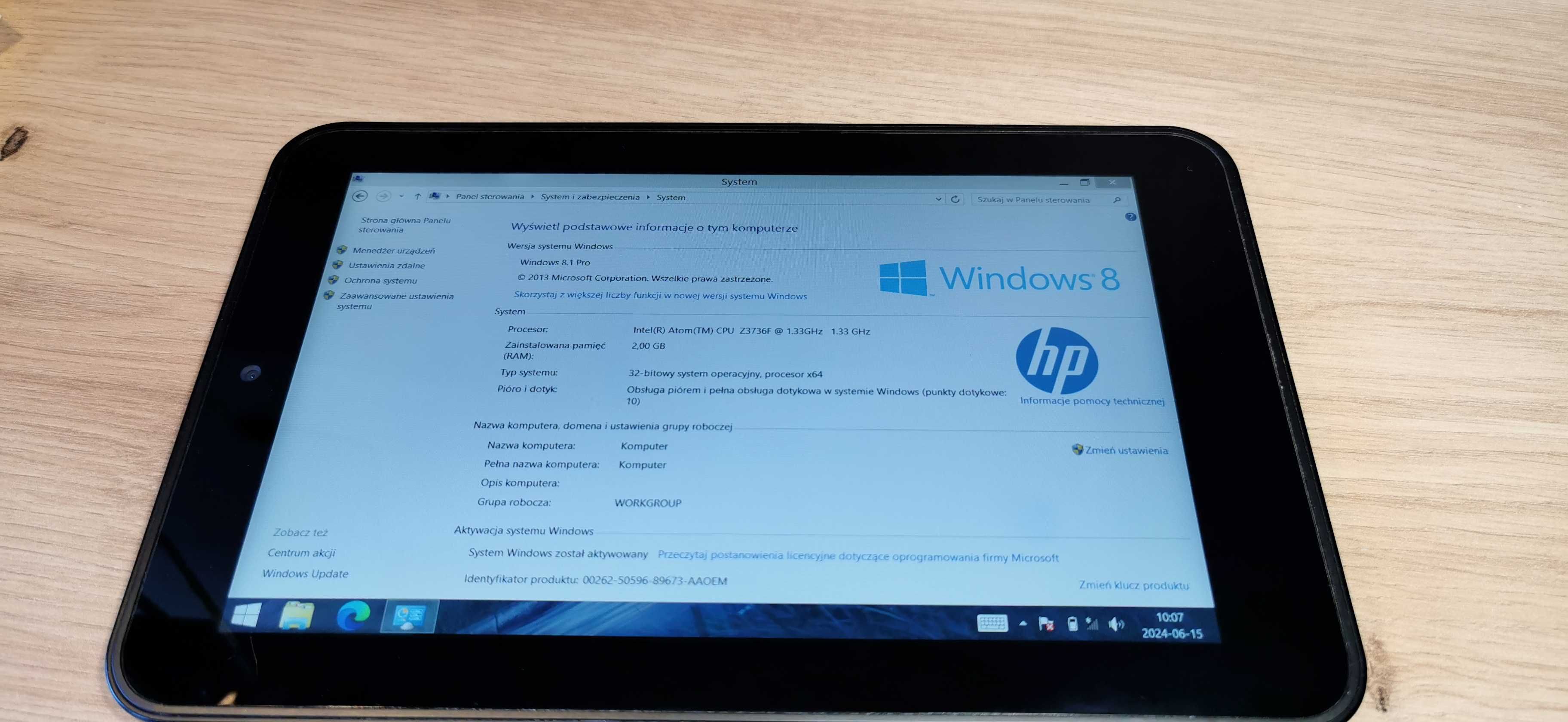 HP Tablet Pro 408 Intel Atom Z3736F/2GB Ram/32GB /Windows 8 #002