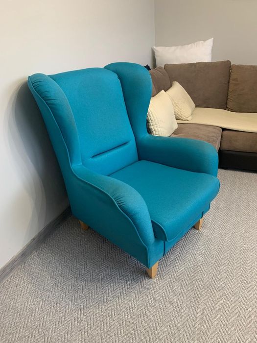 Fotel uszak turkusowy