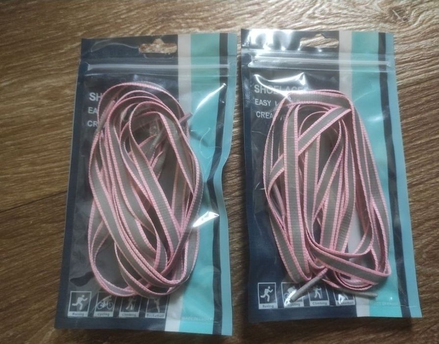 Шнурки розові флюросцентні світловідбивні 1м