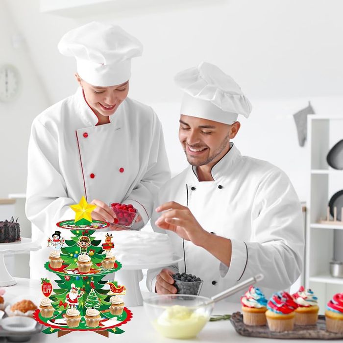 Świąteczny Stojak na Babeczki 3-poziomowy Tekturowy na Boże Narodzenie