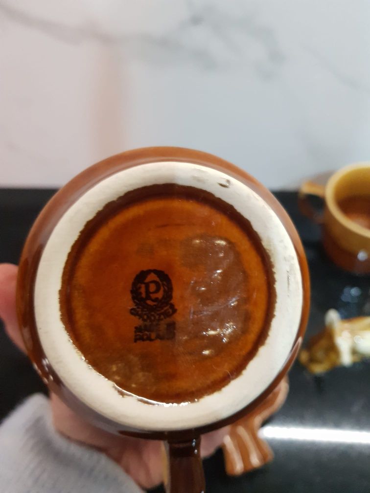 Stara ceramika zestaw porcelit Chodziez kurka kubki figurki