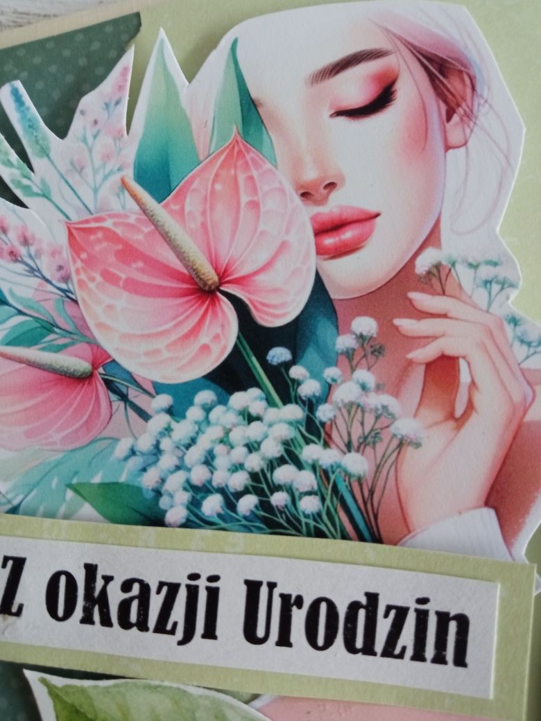 Kartka urodzinowa dla kobiety. Anturium.
