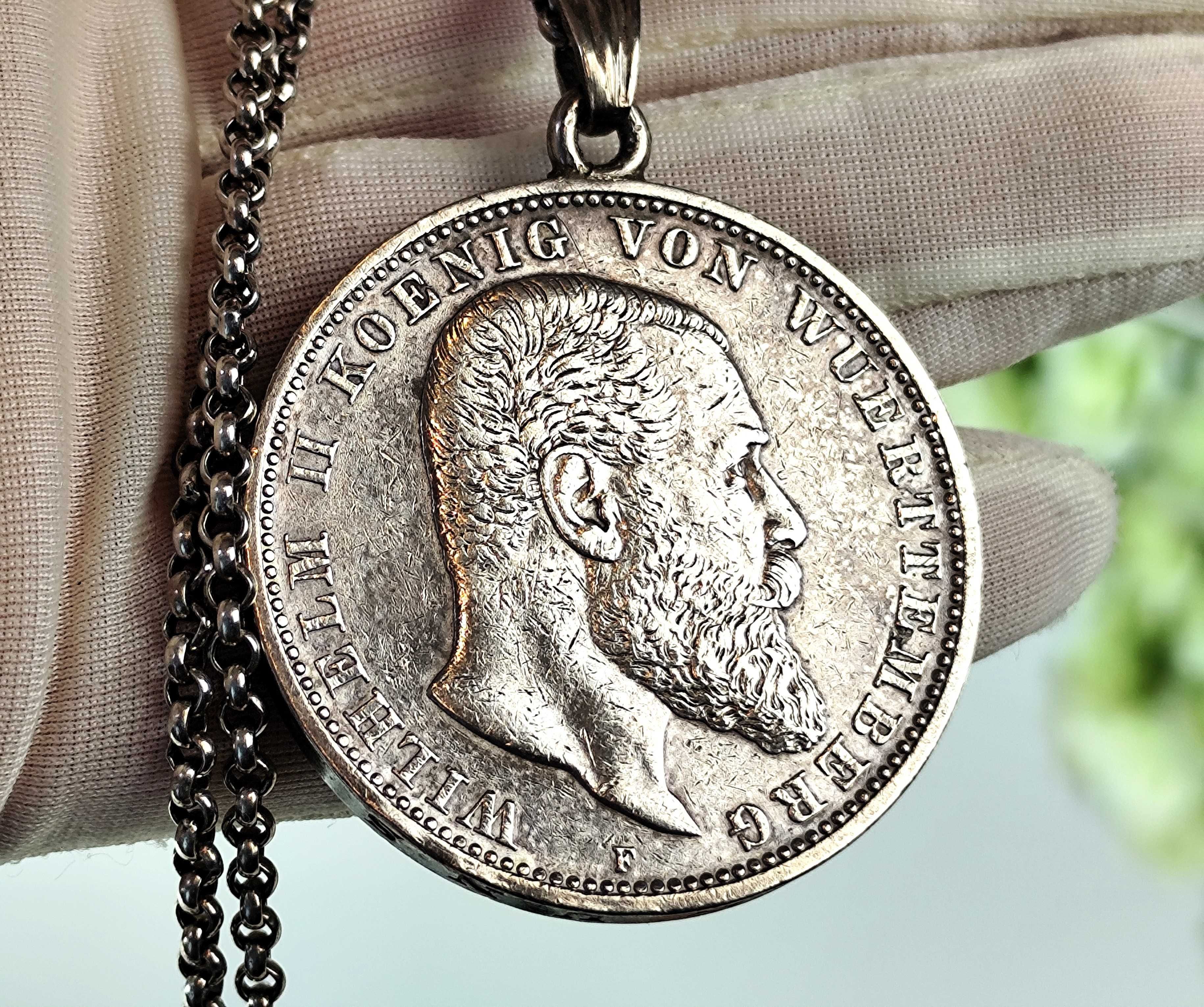 Medalion Niemcy Cesarstwo Wirtembergia 5 marek 1907 F Wilhelm II