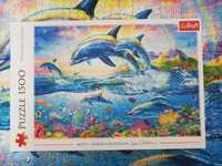 Puzzle trefl 1500 elementów. Kolorowe delfiny