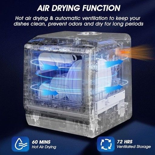 AIRMSEN Mini zmywarka do naczyń, kompaktowa, przenośna, 5L, dotykowa