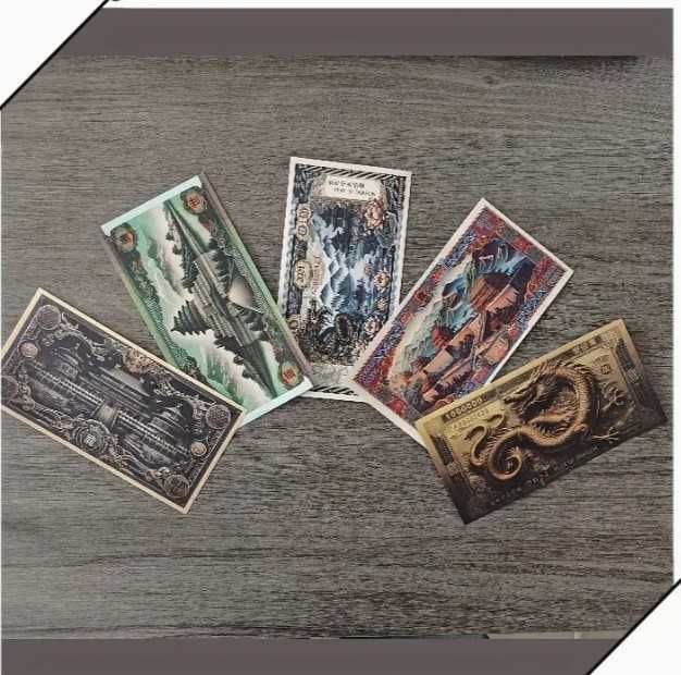 Kolekcjonerski zestaw banknotów?? przedstawiających chińskie smoki