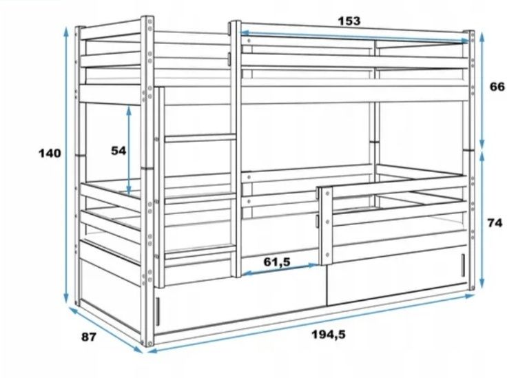 Łóżko piętrowe 90x200 nowe, materace