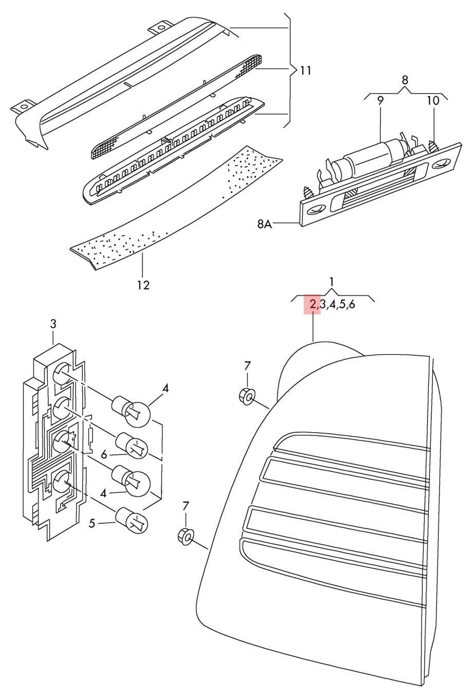 LAMPA PRAWA TYLNA TYŁ SKODA SUPERB I 01-08 3U5945096 3U5945112