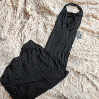 Nowa z metką elegancka sukienka damska długa S 36 mango czarna na szyj