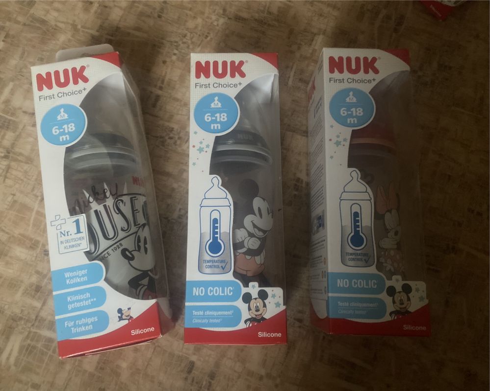Новые бутылочки Микки пеппа винни Nuk нук 6-18 сменные соски