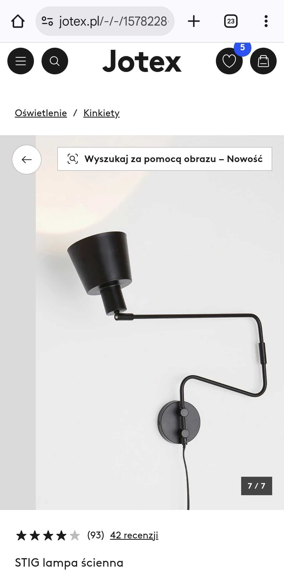 STIG lampa ścienna (Jotex)