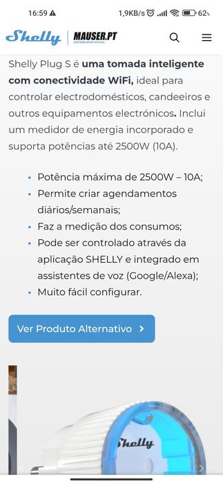 Vendo tomada inteligente Shelly plug S, nova