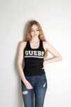 GUESS оригинал. Женская футболка топ майка чёрная розовая логотип XS M