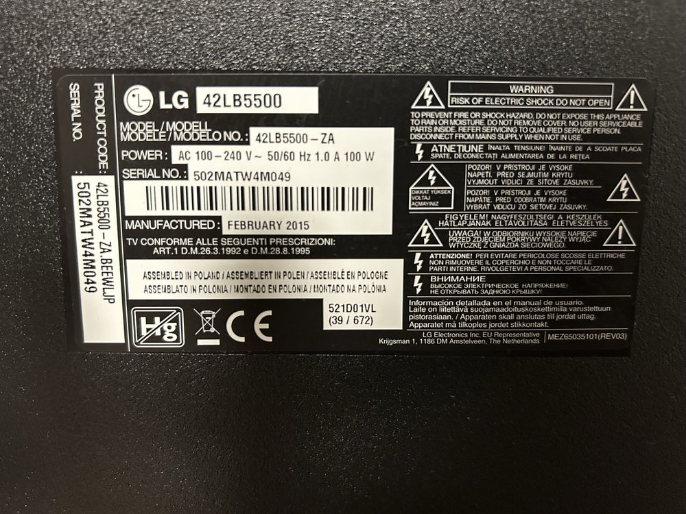 LG LB5500 Matowy stan idealny