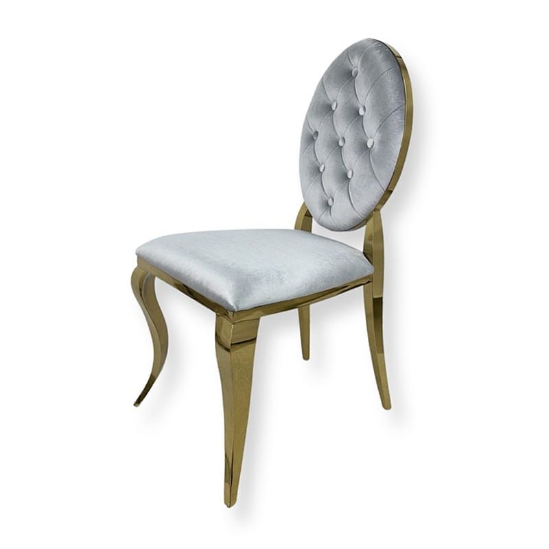Krzesło Ludwik II Gold glamour Silver złote pikowane guzikami
