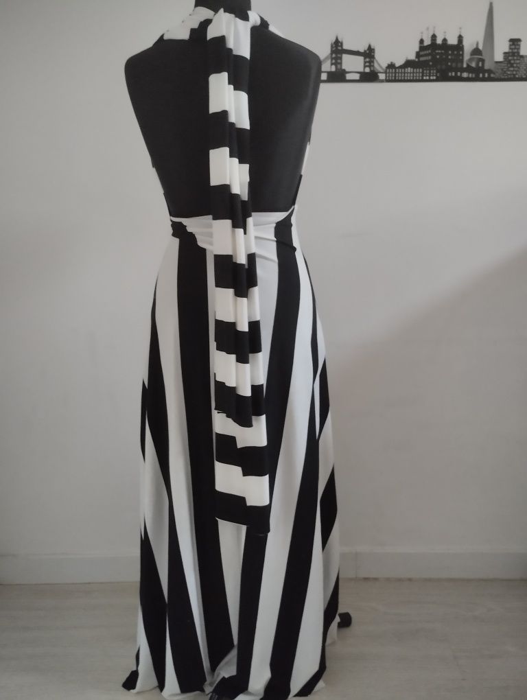 Sukienka Glamour maxi paski gołe plecy 36(S)