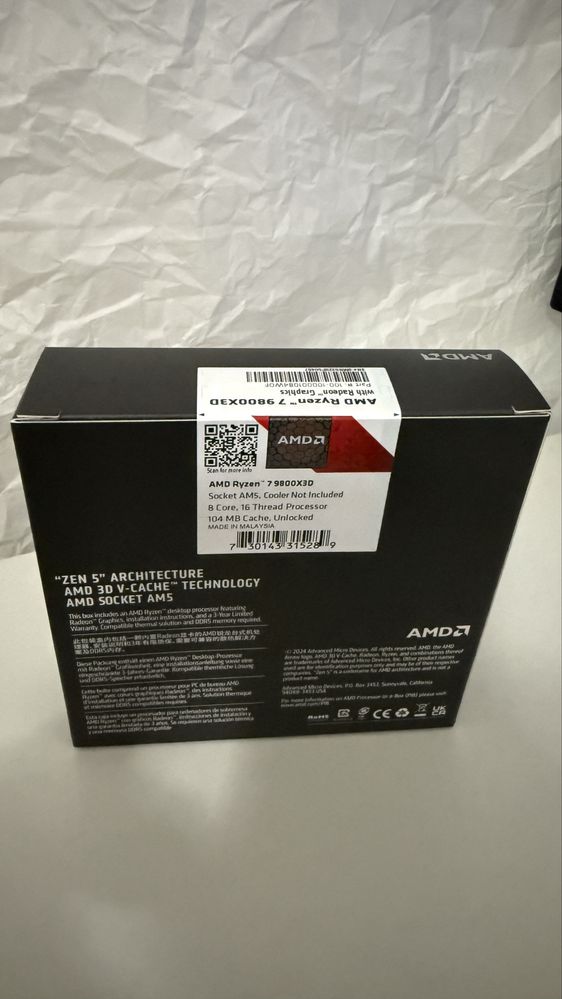 AMD Ryzen 7 9800X3D Novo e Selado