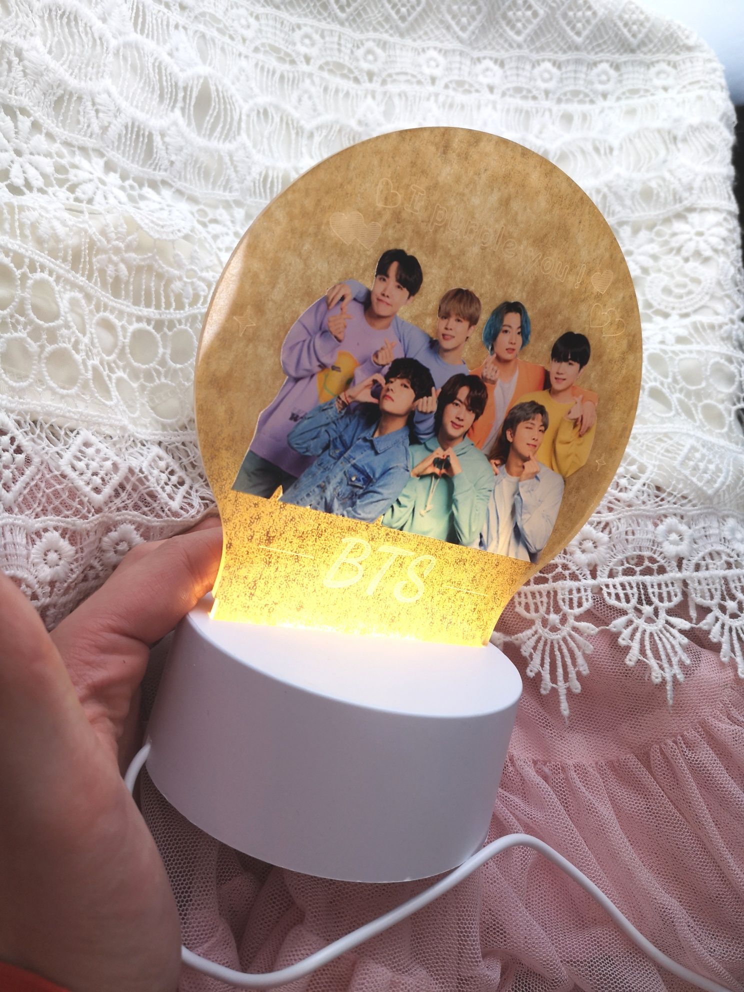 Nowa duża lampka LED BTS i purple you