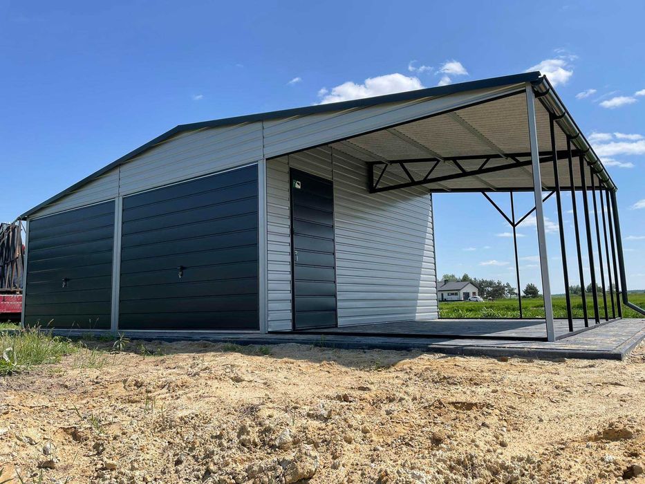 Garaż blaszany, wiata. WZMOCNIONY PROFILAMI. Producent. CAŁA Polska