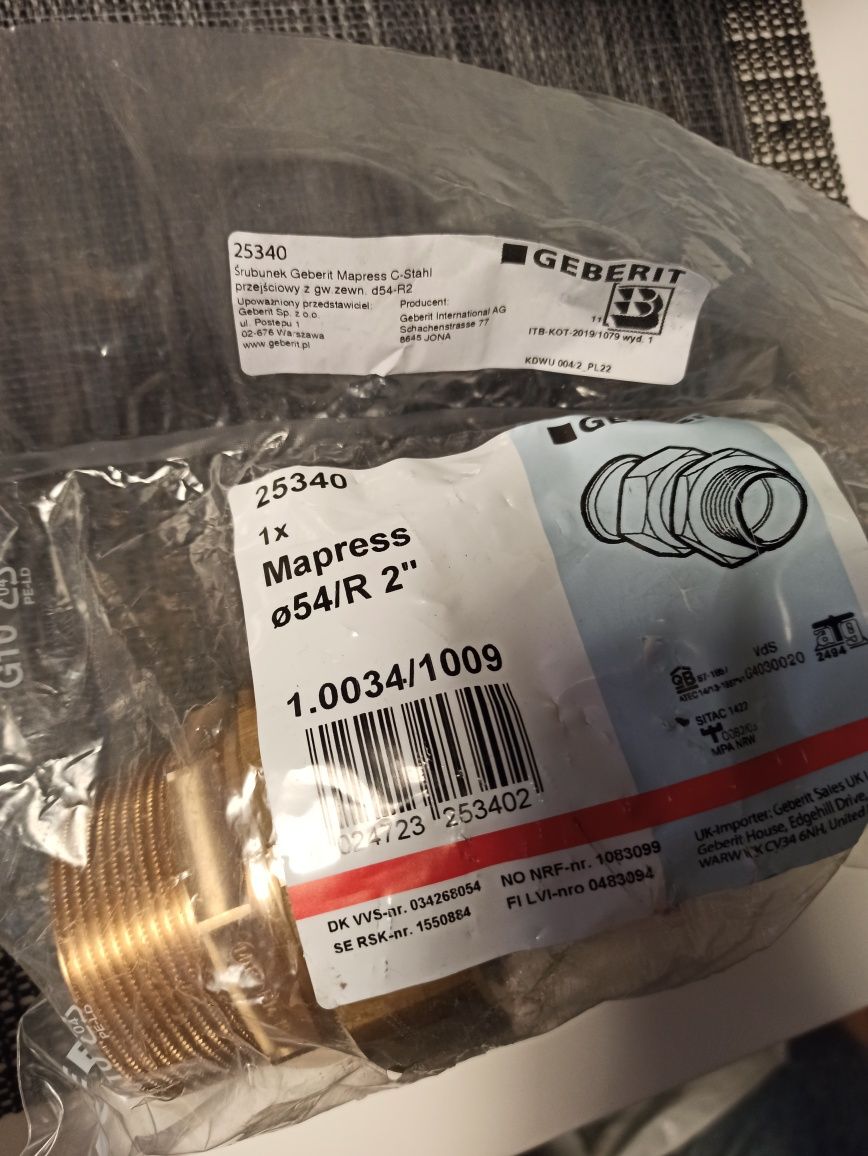 Geberit 22/R 3/4 28/R 1 54/R 2 25335 , 25337 , 25340 śrubunek mapress