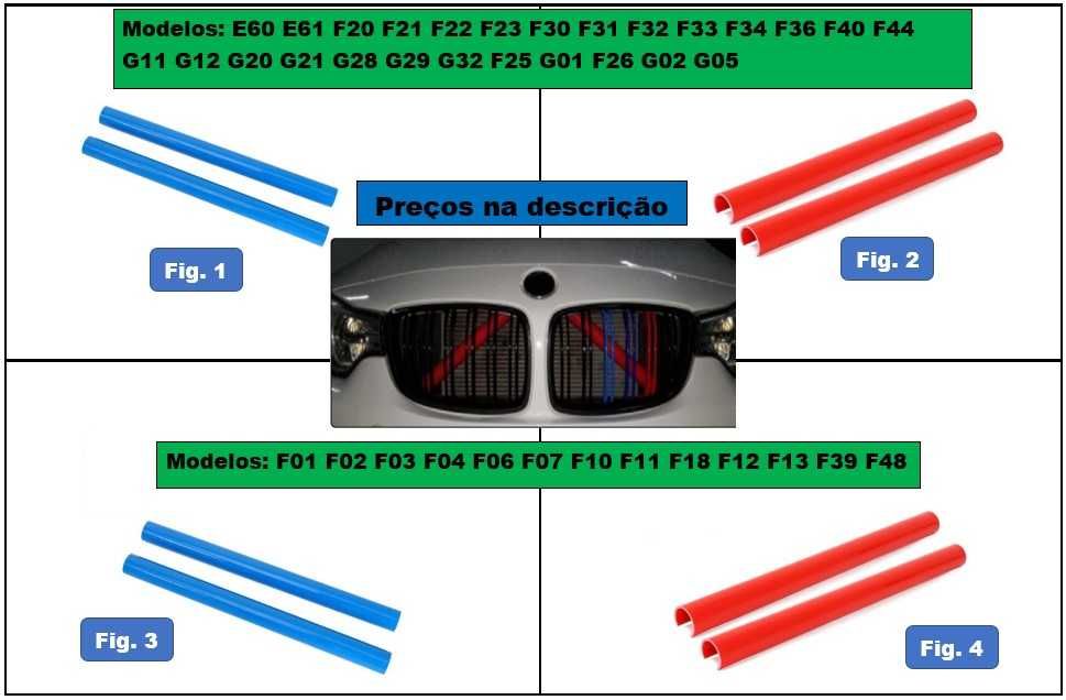 Grelhas Dupla Barra BMW E81/82/87/88/60/92/61/F10/11/20/21/30/31/32/33