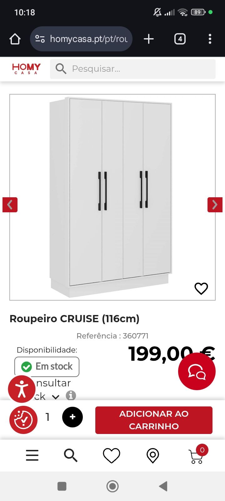 Vendo roupeiro 4 portas com 2 gavetas, na caixa