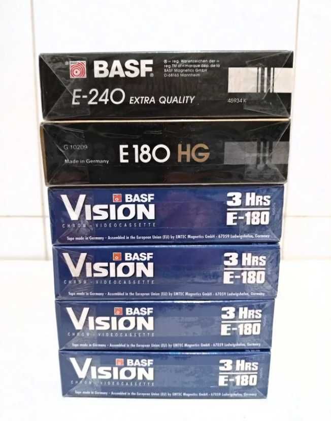 6x Cassetes VHS E-180 / E-240 Basf - Seladas