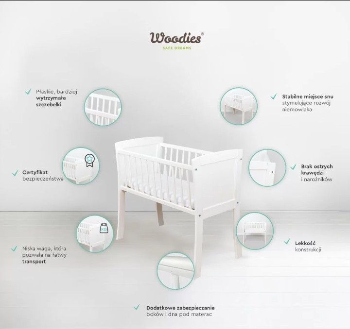 Mini łóżeczko biale woodies