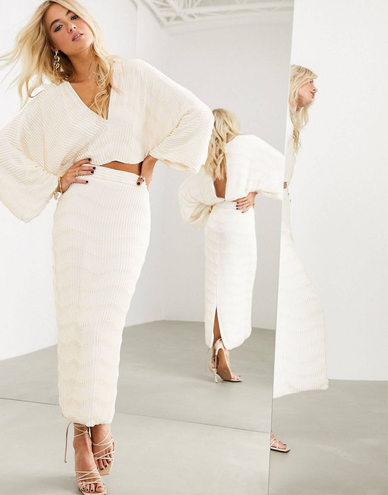 Cekinowa bluzka Top kimono 36 s 38 m asos luxe perły zdobiona